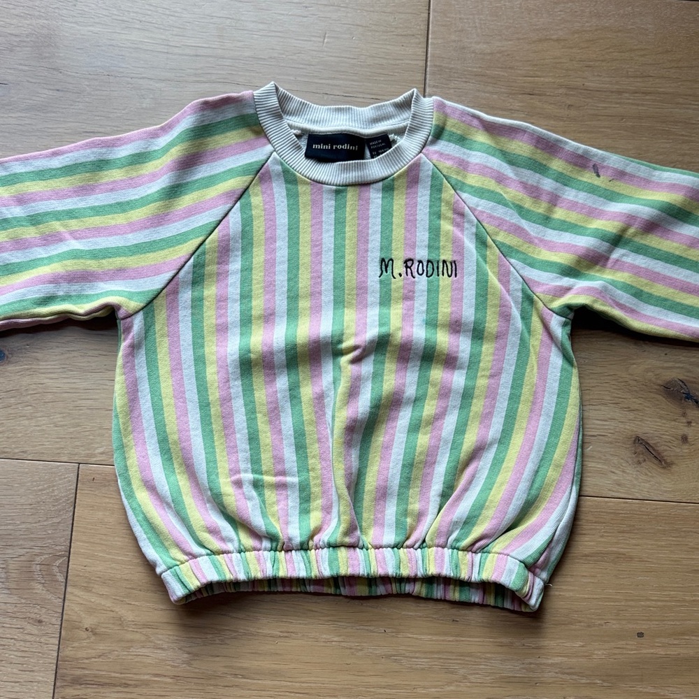 Mini Rodini Pastel Striped Sweatshirt - Pink, Green, Yellow